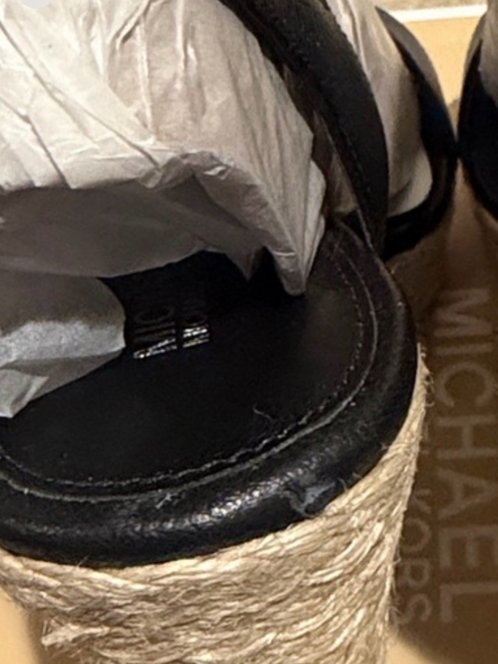 Michael Kors Black Leather Espadrille Wedge Sandals with Ankle Strap - Picture 11 of 11